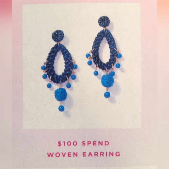 Lilly Pulitzer GWP Bamboo bag and Raffia earrings - Picture 2 of 3